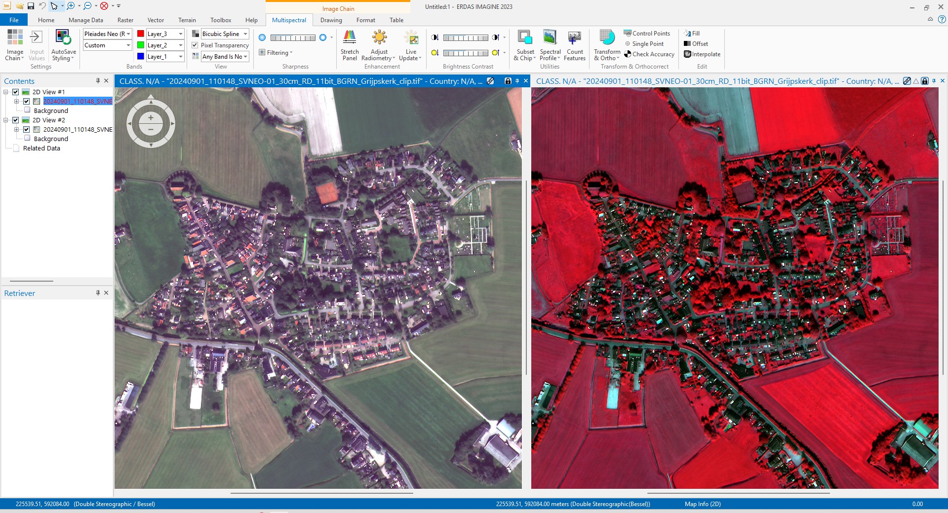 Voor het berekenen van de NDVI gebruiken we rode en infrarode lichtwaarden uit een multispectraal beeld.