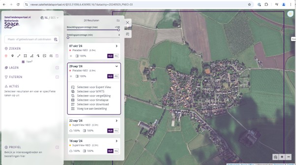 Remote sensing: met het Satellietdataportaal geeft het Netherlands Space Office (NSO) bedrijven, personen en instanties in Nederland kosteloos toegang tot hoge resolutie satellietbeelden.