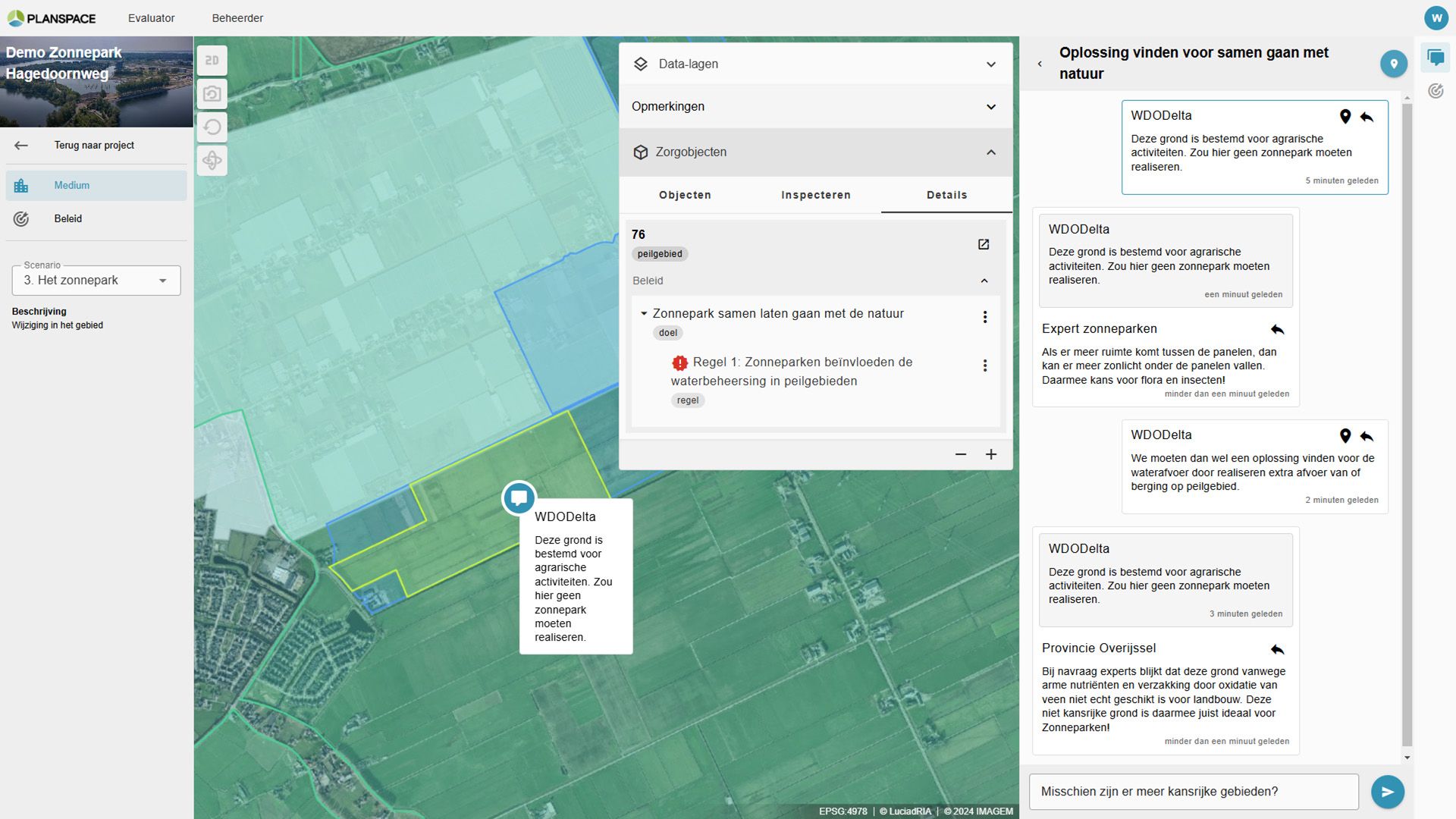 Planspace demo bespreken oplossing